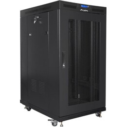Lanberg Armario rack 19" autoportante 22u/800x1000 (paquete plano) con puerta de rejilla lcd, negro, v2