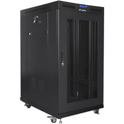 Lanberg 19\" selbsttragender Rackschrank 22U/800x1000 (Flachpack) mit LCD-Netztür, Schwarz, v2