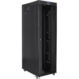 Lanberg 19" freistehender Rackschrank 42U/800x1200 (Flachpaket) mit Glastür, LCD, Schwarz, v2