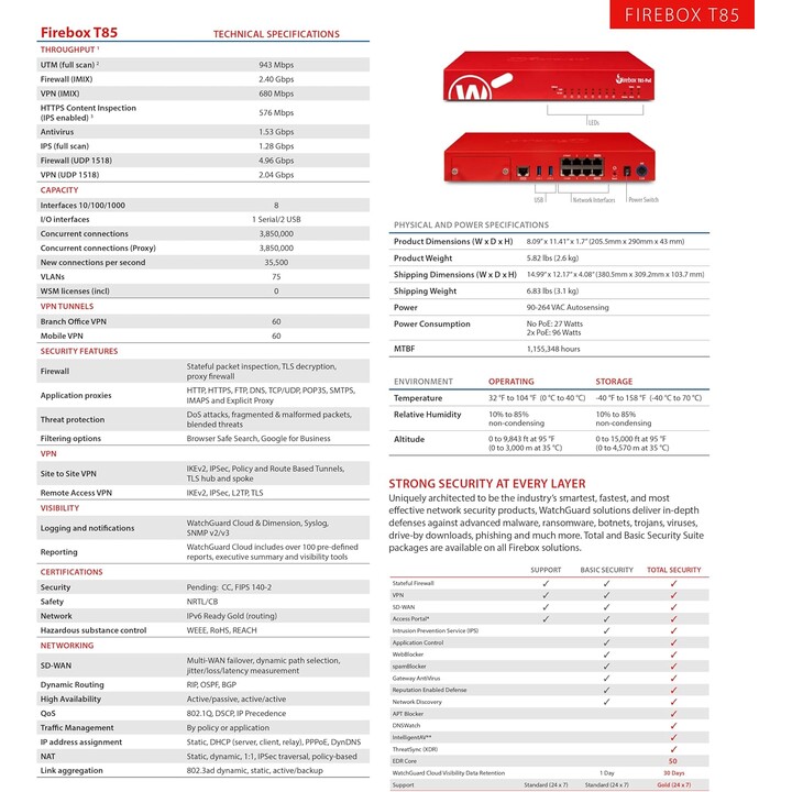 Watchguard WGT Fireb T85PoE Bassecsuite (UE)