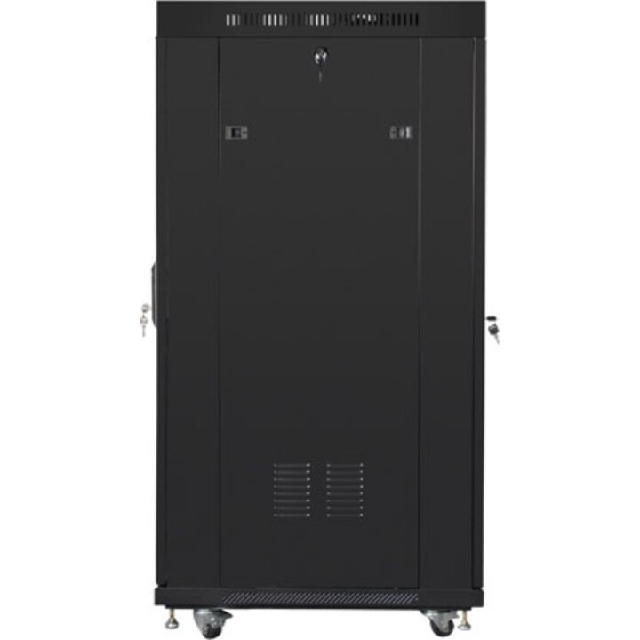 Lanberg Armadio rack indipendente da 19" 27u/600x800 (confezione piatta) con porta in rete LCD, nero, v2