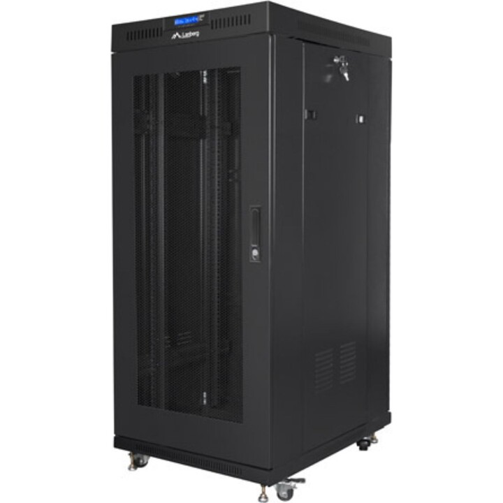 Lanberg Armadio rack indipendente da 19" 27u/600x800 (confezione piatta) con porta in rete LCD, nero, v2