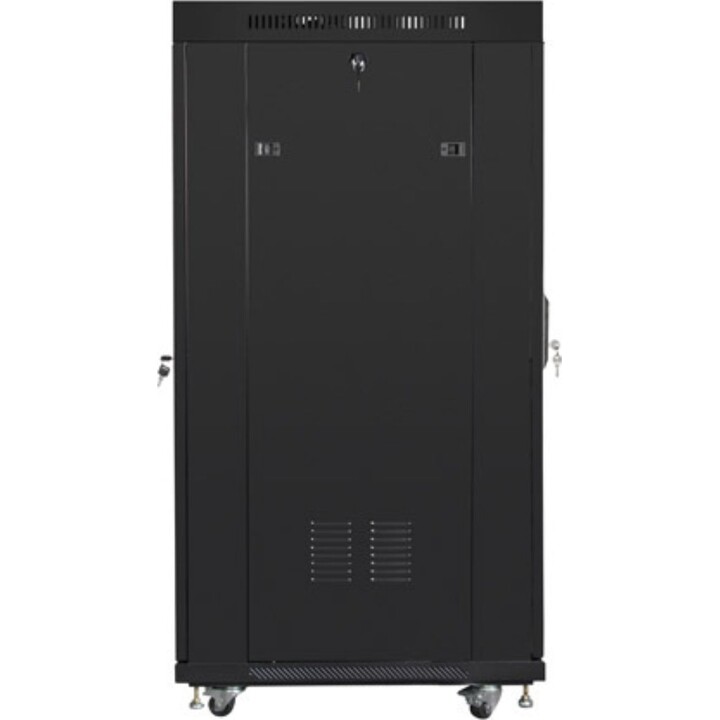 Lanberg Armadio rack indipendente da 19" 27u/600x800 (confezione piatta) con porta in rete LCD, nero, v2