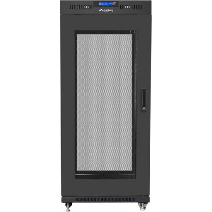 Lanberg Armadio rack indipendente da 19" 27u/600x800 (confezione piatta) con porta in rete LCD, nero, v2