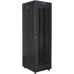 Armoire rack autoportante Lanberg 19\" 42u/600x800 (paquet plat) avec porte LCD en maille, noir, v2