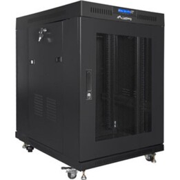 Armadio rack indipendente da 19" Lanberg 15u/800x1000 (confezione piatta) nero con porta in vetro LCD v2