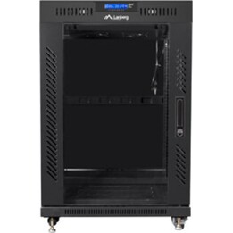 Armoire rack autoportante Lanberg 19" 15u/800x1000 (Pack plat) Noir avec porte en verre LCD v2