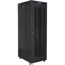 Armoire Rack Autoportante Lanberg 19" 27u/800x1000 (Pack Plat) Noir avec Portes Perforées LCD v2
