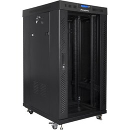 Lanberg Armario rack 19" autoportante 22u/800x1000 (paquete plano) negro con puerta de cristal lcd v2