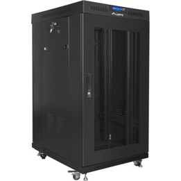 Armadio rack autoportante Lanberg da 19" 22u/800x800 (confezione piatta) nero con porta in vetro LCD v2