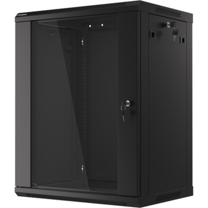 Armadio rack Lanberg da 19" per montaggio a parete 15u/600x450 (confezione piatta) con porta in vetro nero v2