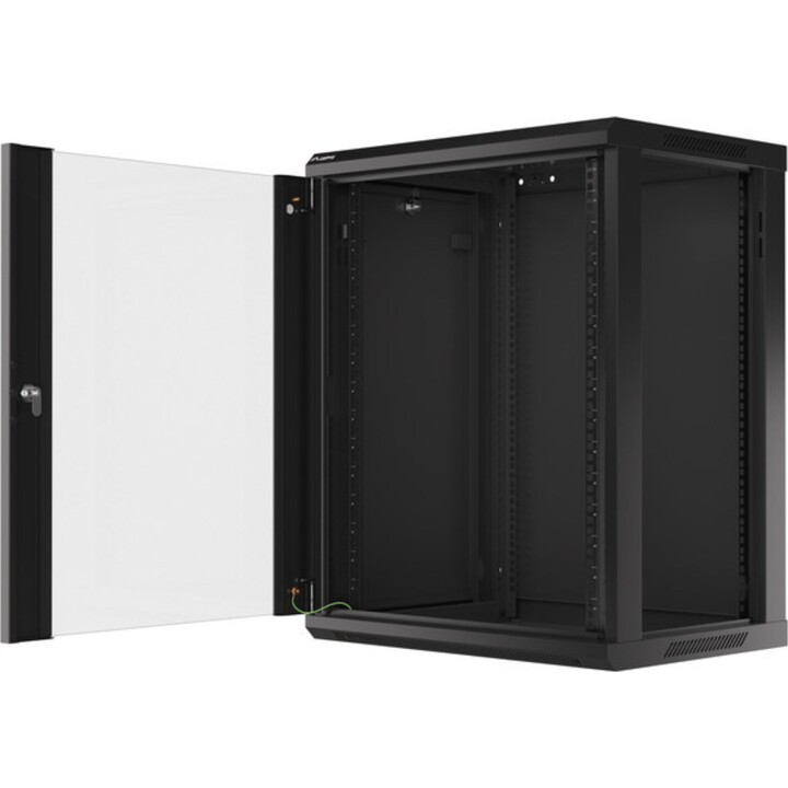 Armadio rack Lanberg da 19" per montaggio a parete 15u/600x450 (confezione piatta) con porta in vetro nero v2