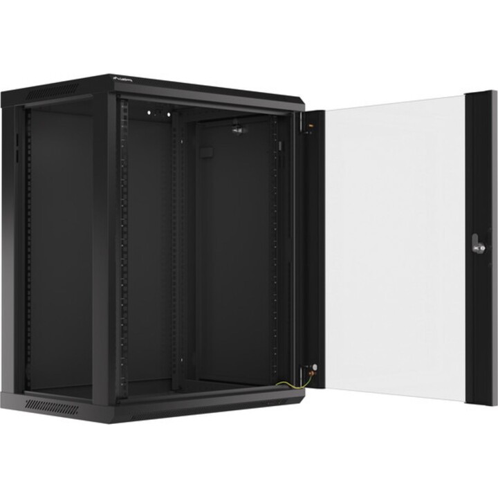 Armadio rack Lanberg da 19" per montaggio a parete 15u/600x450 (confezione piatta) con porta in vetro nero v2