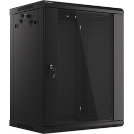 Lanberg 19"-Rackschrank zur Wandmontage 15 HE/600 x 450 (flach verpackt) mit schwarzer Glastür v2