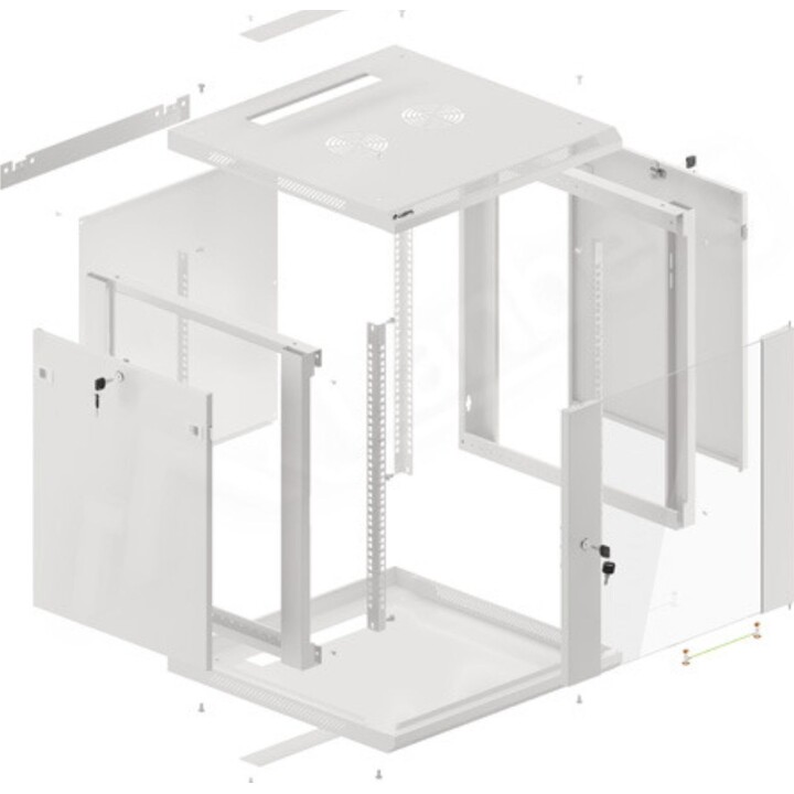 Lanberg 19" Wandmontage-Rackschrank 12U/600x600 (Flachpaket) v2, Grau