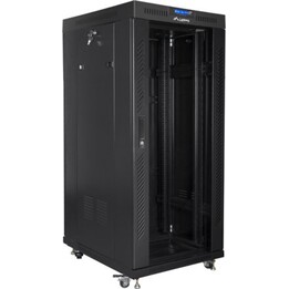Lanberg Armadio Rack Autoportante da 19" 27u/800x1000 (Confezione Piatta) con Porta in Vetro LCD, Nero, v2