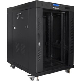 Lanberg Armoire rack autoportante 19" 15u/600 x 800 (lot plat) avec porte en verre LCD, noir, v2
