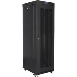 Gabinete de rack autoportante Lanberg 19" 42u/600x1000 (pacote plano) com porta de malha LCD, preto, v2