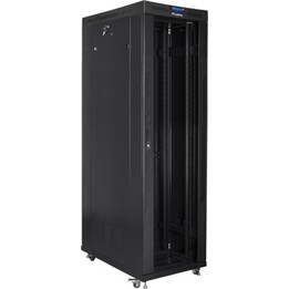 Armoire rack autoportante Lanberg 19" 42u/600x1200 (paquet plat) avec porte en verre LCD, noir