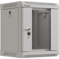 Lanberg 10\" Wall Mount Rack Cabinet 6U/300x300 (Flat Pack) with Glass Door, Grey