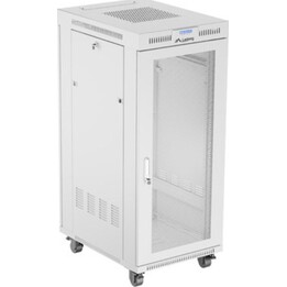 Armário de rack independente Lanberg 19" 27u/600x800 (Flat Pack) com porta de malha LCD, cinza
