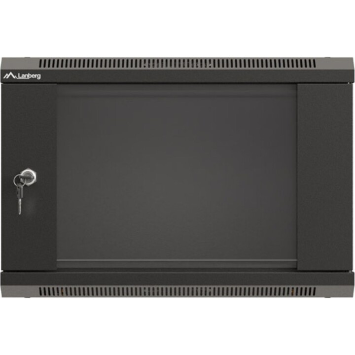 Lanberg Armario rack 19" para pared 6u/540x350 (paquete plano) con puerta de cristal, negro
