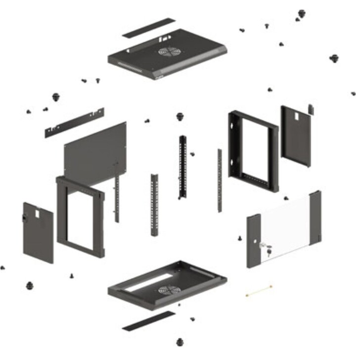 Lanberg Armario rack 19" para pared 6u/540x350 (paquete plano) con puerta de cristal, negro
