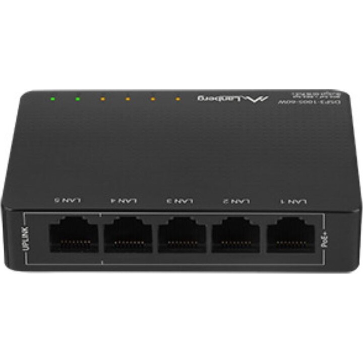 Lanberg conmutador 5x 1 gb poe+ (4 puertos poe 30w/puerto máx 60w) escritorio no gestionado
