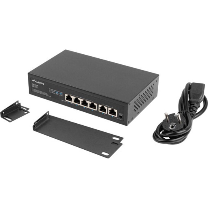 Lanberg switch 4x 100mb poe+/2x 100mb unmanaged rack 10"/19" fast ethernet 60w