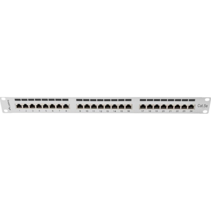 Lanberg 24-Port 1U 19" Cat.5e FTP geschirmtes Patchpanel, Grau