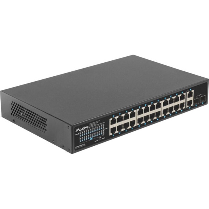 Lanberg conmutador 24x 1 gb poe+/2x gb 2x sfp rack 19" gigabit ethernet 360w