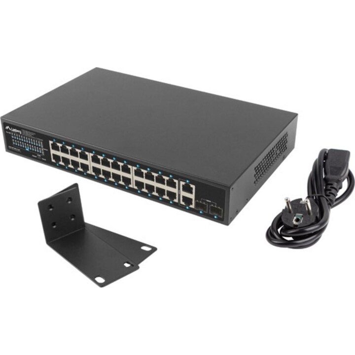 Lanberg conmutador 24x 1 gb poe+/2x gb 2x sfp rack 19" gigabit ethernet 360w