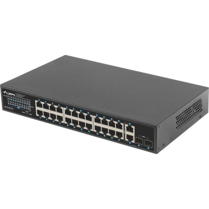 Lanberg conmutador 24x 1 gb poe+/2x gb 2x sfp rack 19" gigabit ethernet 360w
