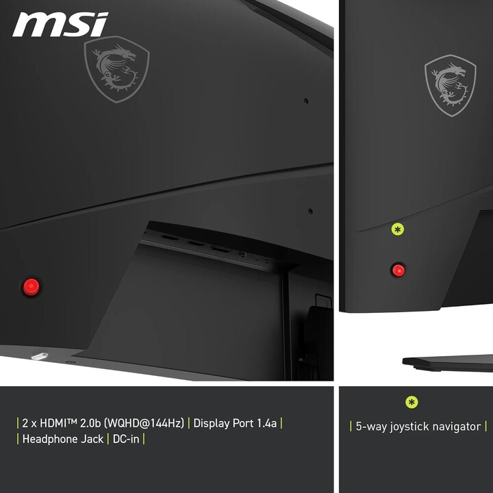 Msi Mag 275Cqf E18 27" Gaming/Curved Matte LCD Panel Monitor 2560X1440 16:9 180Hz 0.5 Ms Farbe Schwarz