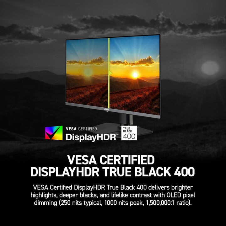 MSI MAG 272UP QD-OLED X24 26,5 pouces 3840 x 2160 (UHD), 240Hz, AMD Adaptive-Sync, HDR Ready, HDMI, port VGA, montage VESA, incl