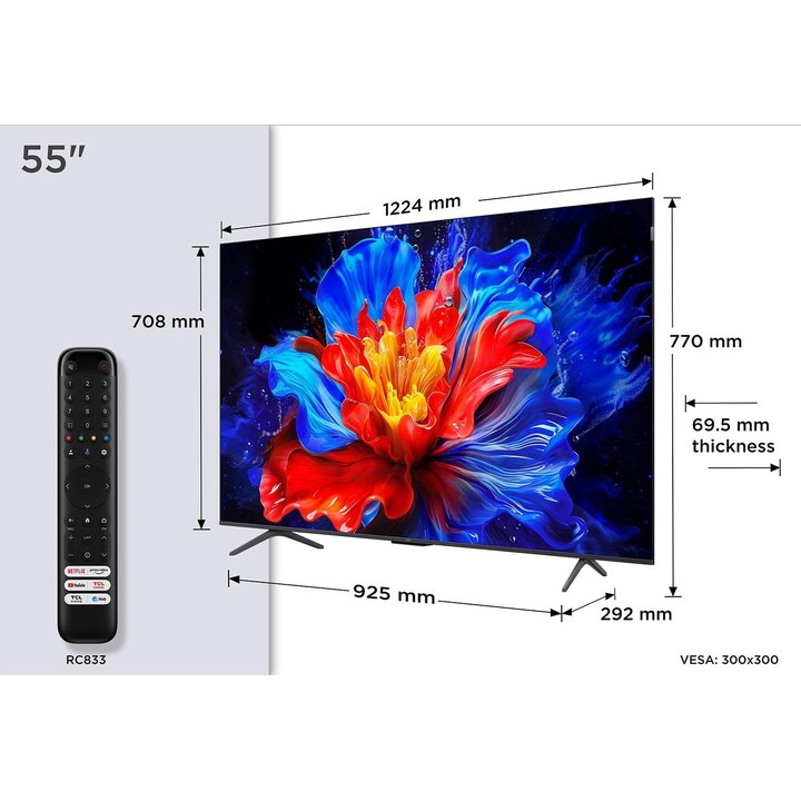 Fernseher Tcl 55" 4K Ultra Hd 3840 X 2160 Bildpunkte Flach 16:9 Qled 55P8K