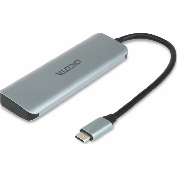 Discota 4-in-1 Hochgeschwindigkeits-USB-C-Hub mit 10 Gbit/s, Silber