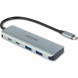Hub USB-C Discota 4 em 1 de alta velocidade de 10 Gbps, prata