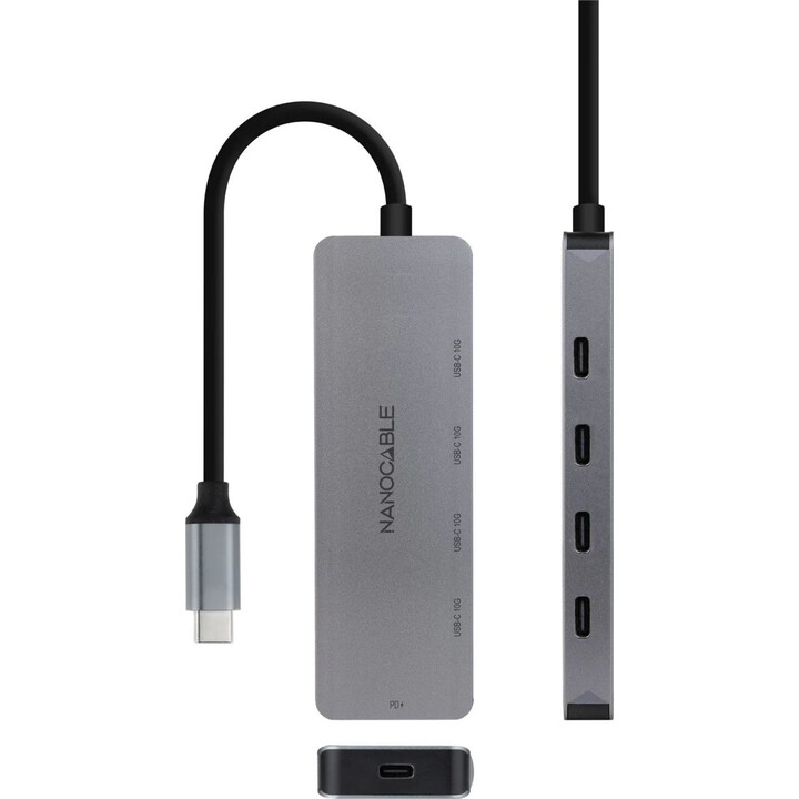 NANO CABLE 10.16.4505 hub USB-C 4 portas USB-C PD 100W cinzento
