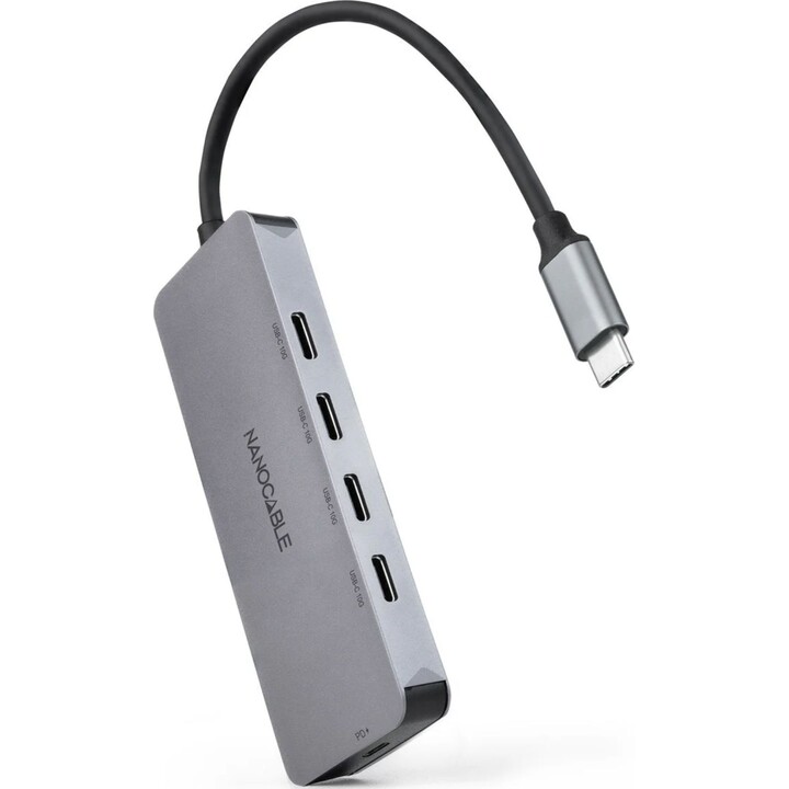NANO CABLE 10.16.4505 hub USB-C 4 portas USB-C PD 100W cinzento