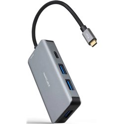 Nanocable HUB USB-C 5 In 1 - Convertisseur 3.2 Gen1 5G VERS 3 X USB-A 3.0 + USB-C + USB-C PD 100w - Aluminium - 15 Cm