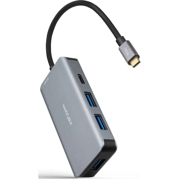 NANOCABLE USB-C 5-in-1 Hub, 3.2 GEN1 5G Converter, Gray