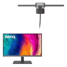Monitor gráfico BenQ DesignVue PD2706U de 68,58 cm (27") + Barra de luz LED para monitor BenQ Screenbar Halo 2, color negro
