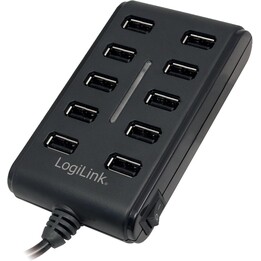 Logilink UA0125 Hub USB 10 porte USB 2.0 con alimentatore 3,5 A, | Logilink