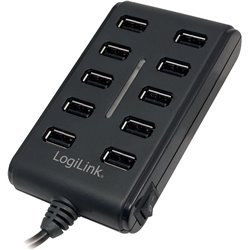 Logilink UA0125 Hub USB 10 portas USB 2.0 com adaptador de energia 3,5A, | LogiLink