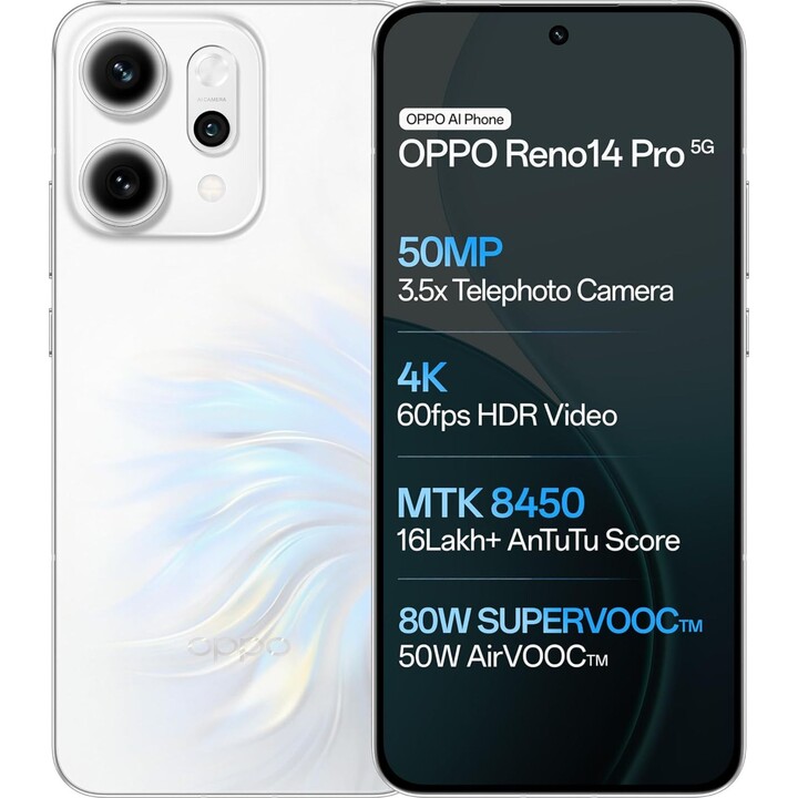 Oppo Reno14 Pro 5G, 12GB 512GB, 6.83 AMOLED FHD+, 6200mAh, Blanco Ópalo
