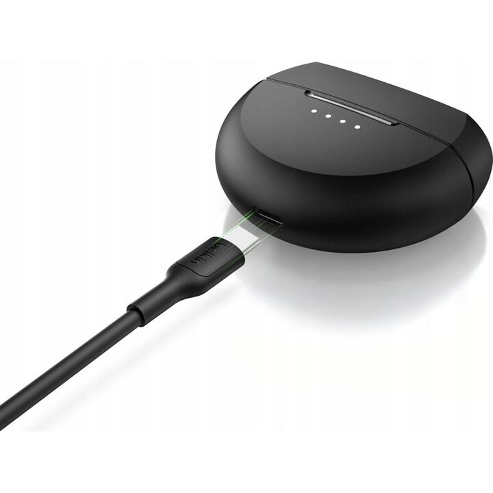 Cuffie intrauricolari wireless Bluetooth USB-C Belkin SoundForm Rhythm con cancellazione del rumore, nere
