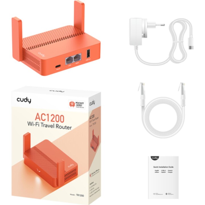 Cudy AC1200 Taschen-WLAN-Reiserouter, Orange
