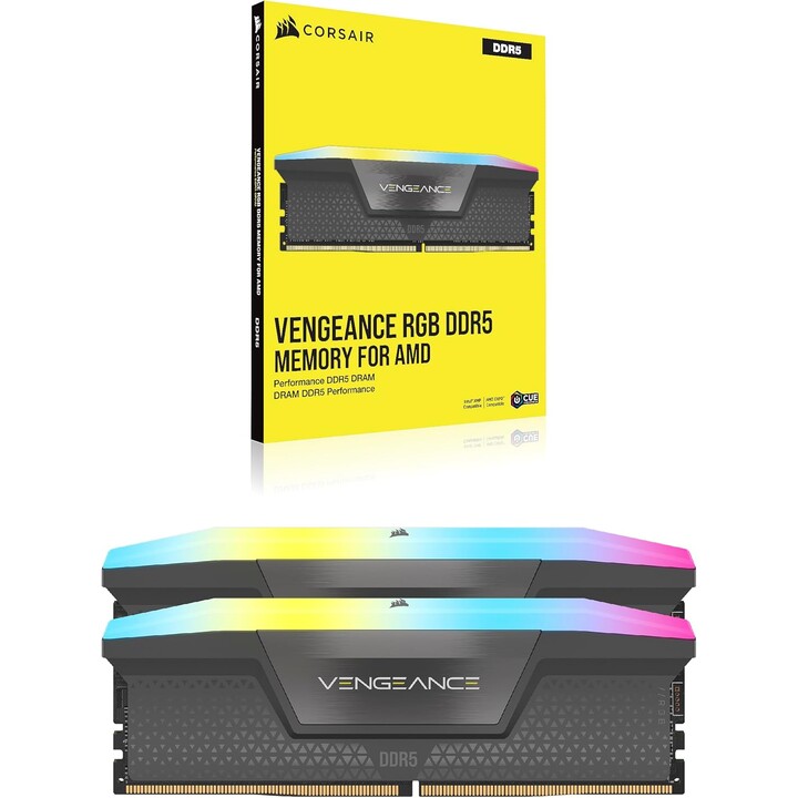 Corsair Vengeance RGB 64 Go 2 x 32 Go 6 000 MHz CL40 EXPO-XMP Gris foncé