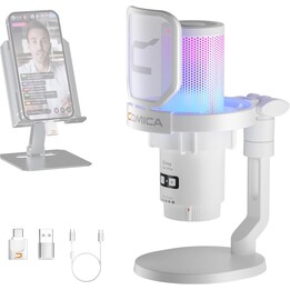 COMICA EJoy Uni Pro(D) Micrófono Inalámbrico de Condensador Cardioide RGB Blanco